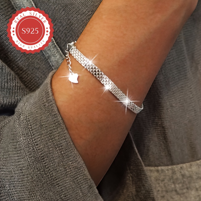 TEMU [Fleur de voiture argent pur] Bracelet de fleur de voiture en argent pur S925 - Cadeau facile et polyvalent pour hommes et femmes - Faible