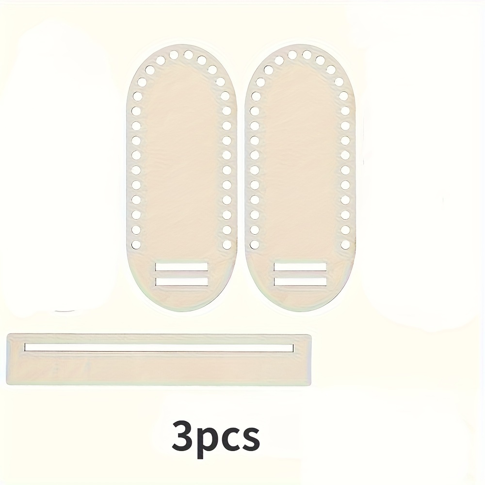 Image of 3pcs/set Of Oval And Rectangle Wooden Basket Frames - Perfect For Crochet Basket Weaving, Home Decor, And Crafts - Made Of High-quality Wood