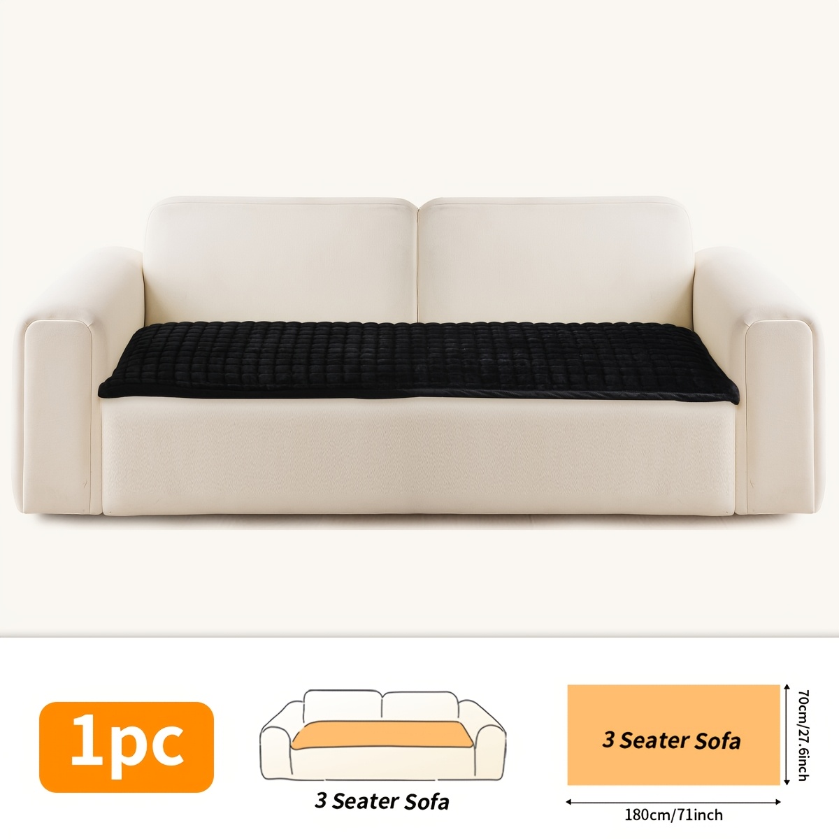 TEMU 1pc Flannel Fabric, Simple Checkered Pattern, Quilted Construction, Suitable For Autumn And Winter , Plush Warm -one Sofa Cushion, Washable,