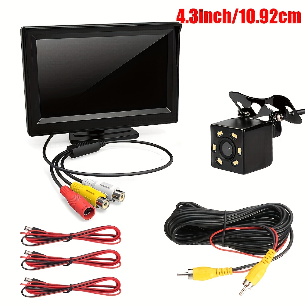 TEMU Car Rearview Mirror Hd Parking System Night .3 Inch Display 6 Led Light Hd Reversing Rearview Mirror Kit With For And Reverse Driving - Perfect For Cars, Pickups, Suvs, No Battery