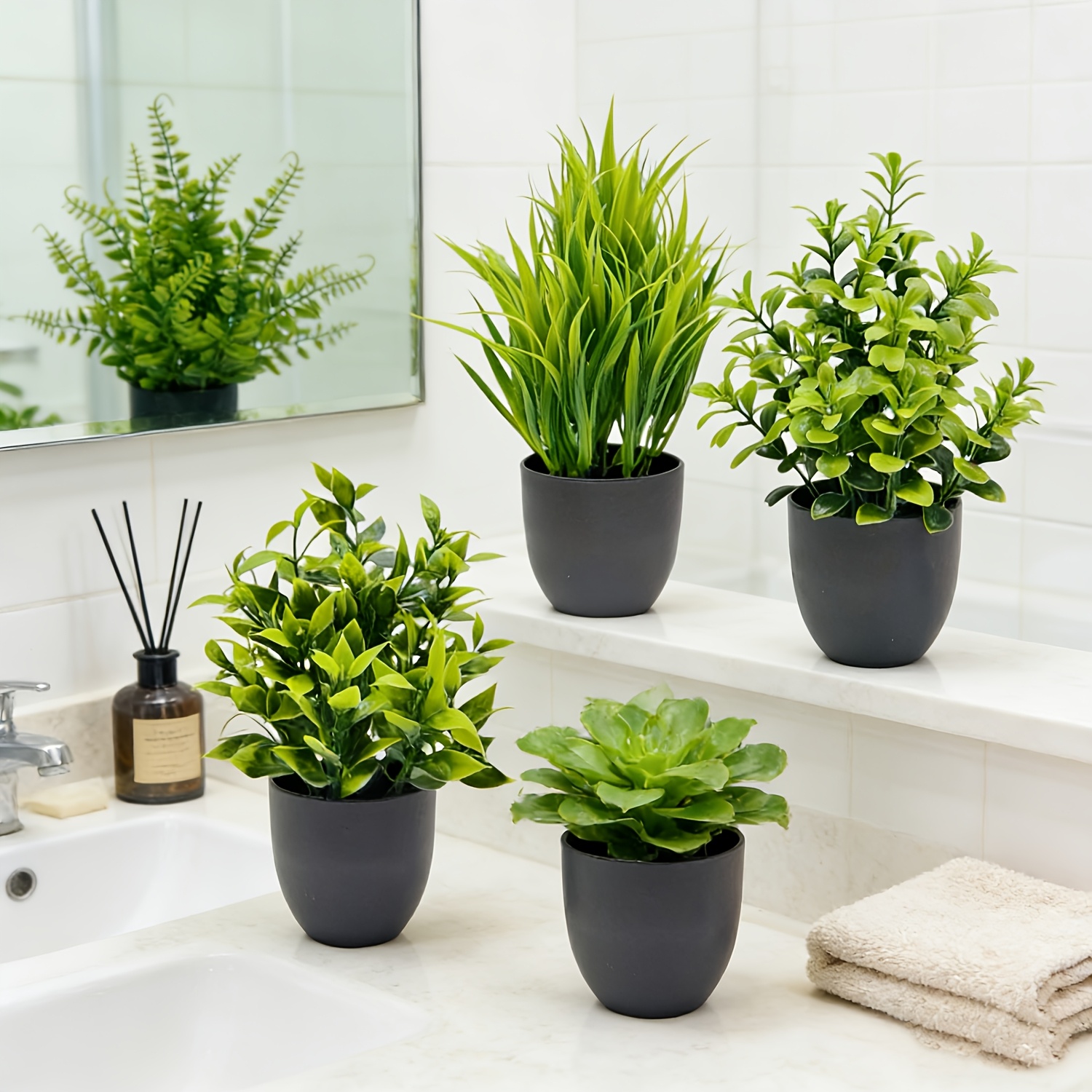 4pcs plants small artificial potted plants faux plants - Temu Mauritius