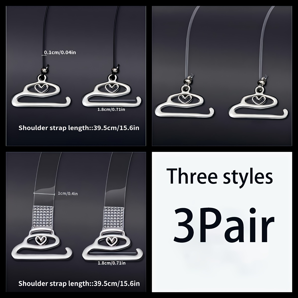 3pair Non-slip Seamless Bra Straps, Women's Strapless Bra, Ultra-thin Shoulder Straps