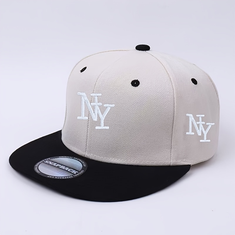 TEMU Cappellino da baseball a tesa piatta con blocchi di e , con della "NY" in stile retr簷, e in stile americano