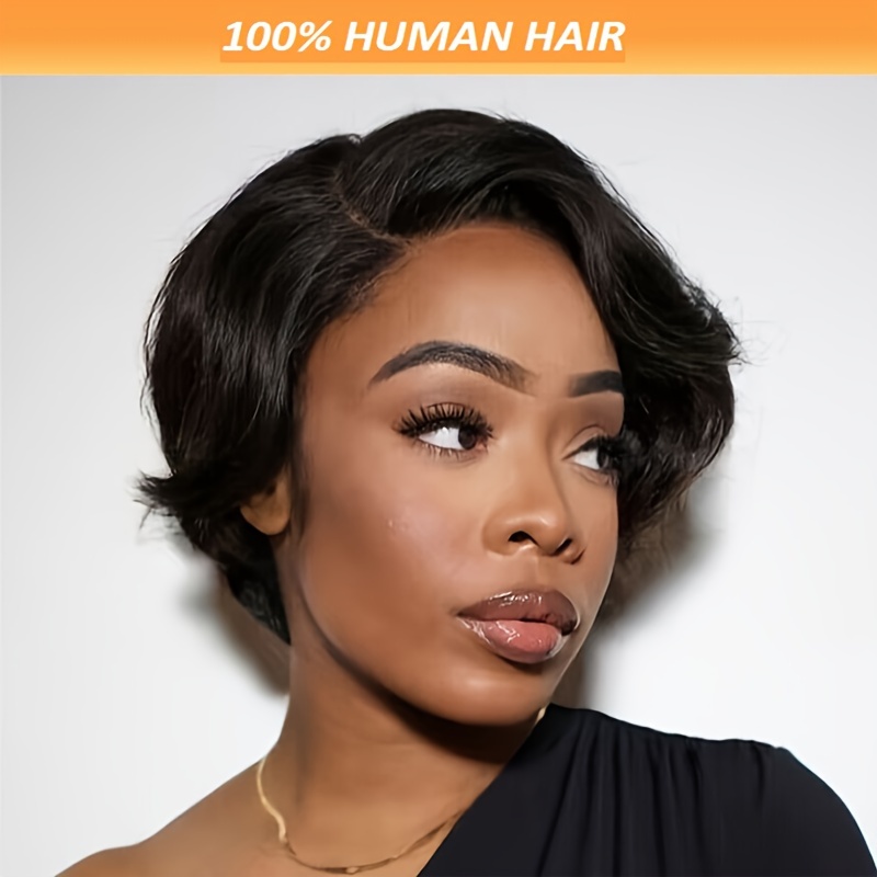 

Chic Cut Wig For Women - 180% Density, Short Straight Brazilian Remy Human Hair Lace Front, 13x1 Area, , Hair Wigs, 1b Color