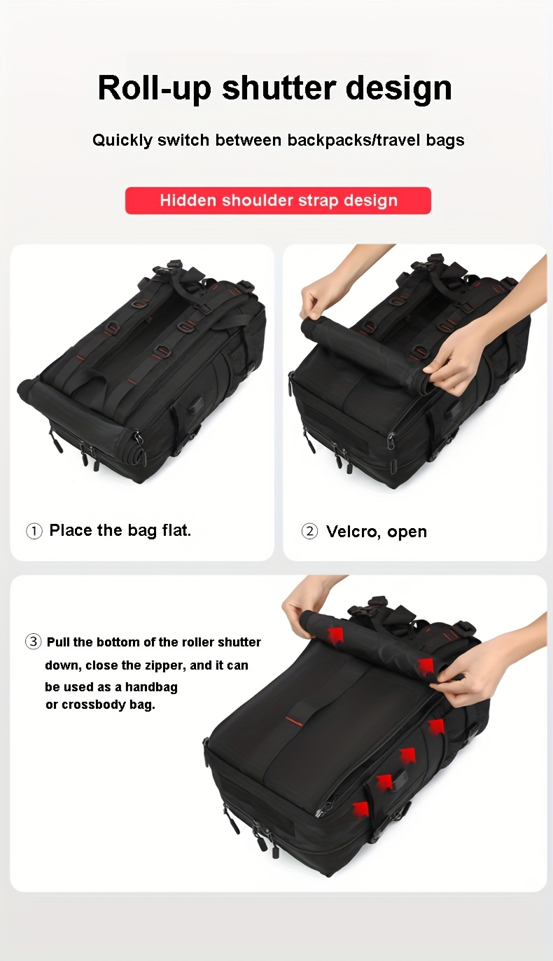 1 SAC À DOSEUR TOURISTIQUE Homme Grande Taille 55-60L Sac à Dos Extérieur Robust avec Poche Chaussures, Convertible en Randonnée/Sac de Voyageur, Nylon Imperméable pour Pluie Intense, Compartiment Principal Verrouillé et Fente Tablette/Ordinateur Portatif