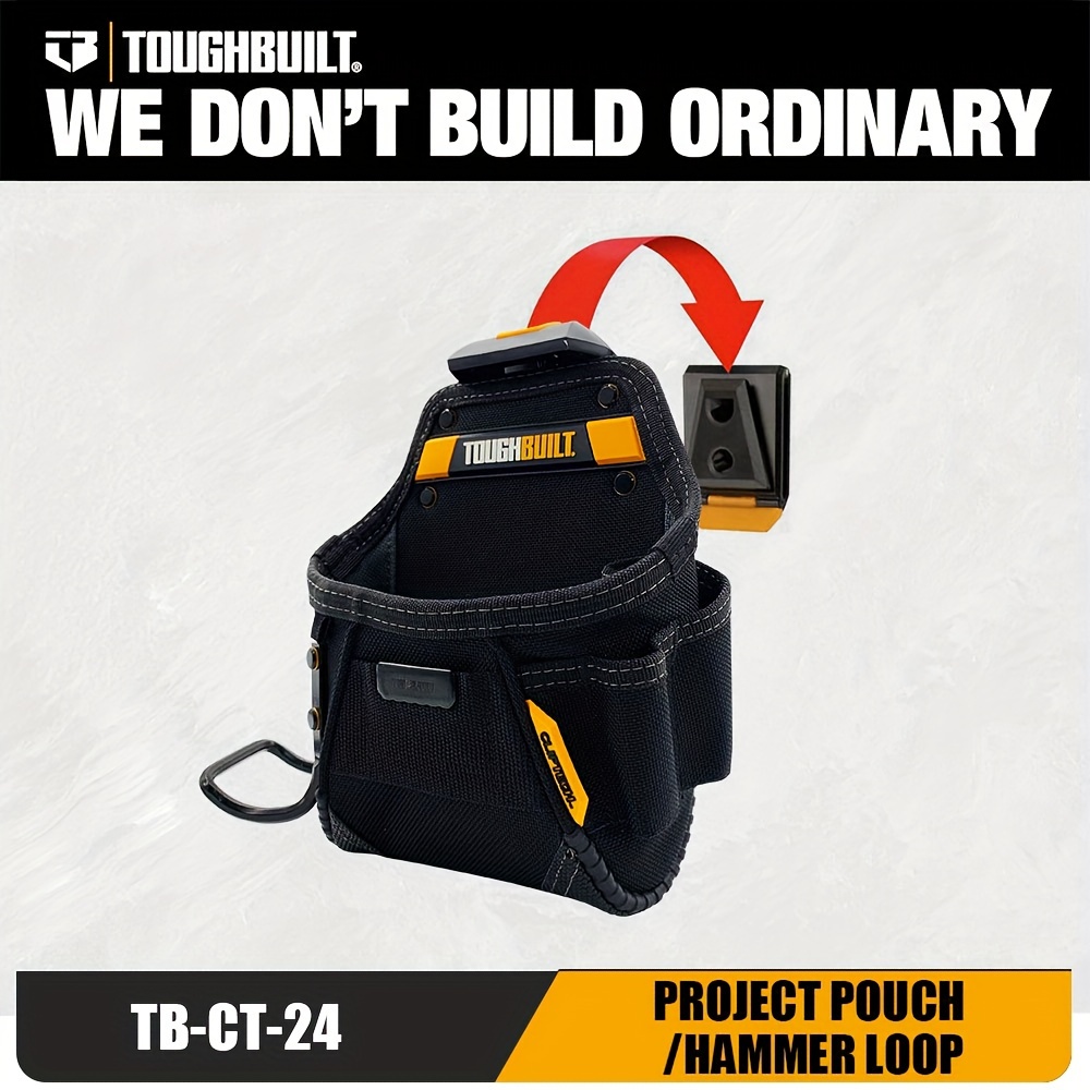 

Tb-ct-24 Black Tool Pouch With & Hammer Loop - Waterproof, No-snag Design, 6-layer Rivet Construction For Storage