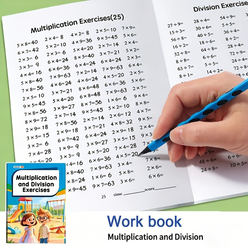 dieses arbeitsbuch enthält 3000 fragen, die sich auf grundlegende multiplikation und division konzentrieren und als lehrmittel für kinder dienen. es ist   nützliches lernmittel für schüler, um mathematikoperationen mühelos zu erlernen.