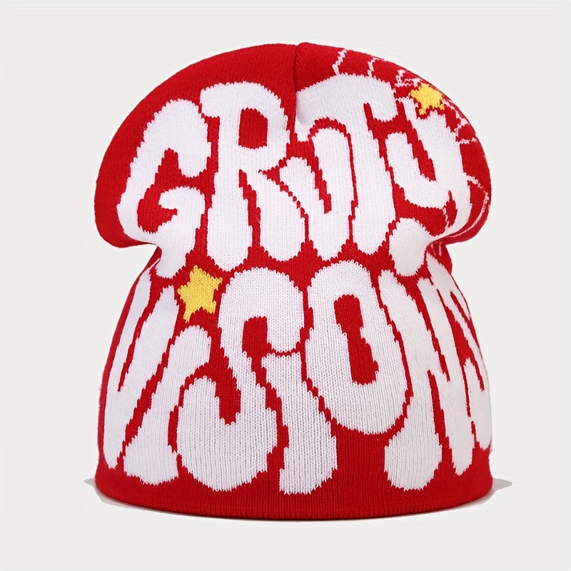 y2k brimless beanie unisex hip hop hat letter jacquard warm - Temu