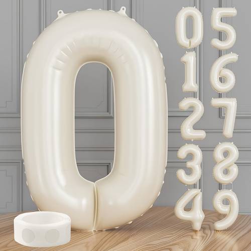 giant cream colored foil balloon and dot set large foil balloon suitable for birthday shower wedding anniversary party decorations back to school welcome party graduation season decor number balloons 2027 new year decorations