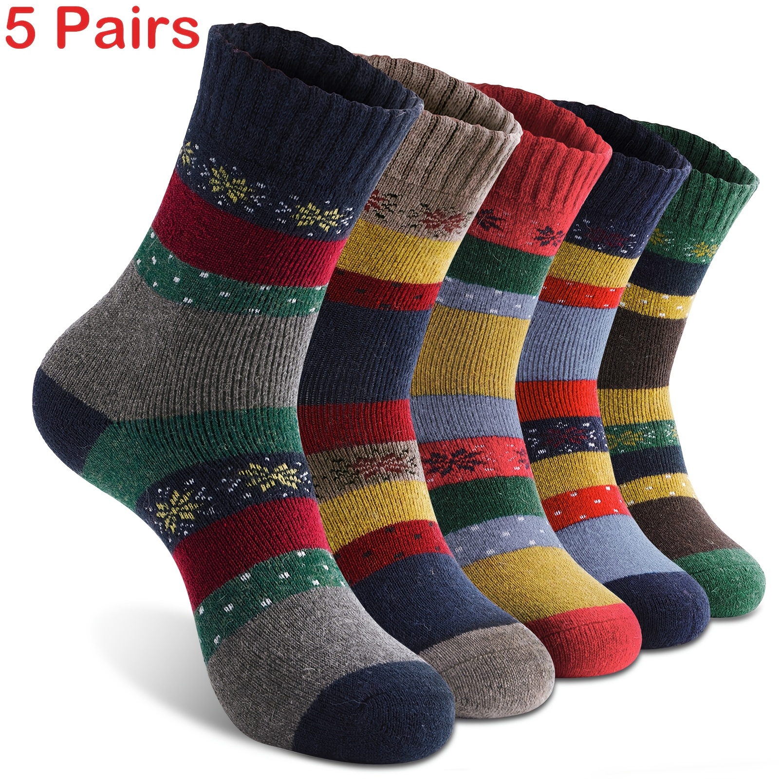 

5 Pairs Women's Warm And Comfortable Hiking Walking Socks, Soft Medium Tube Outdoor Warm Socks