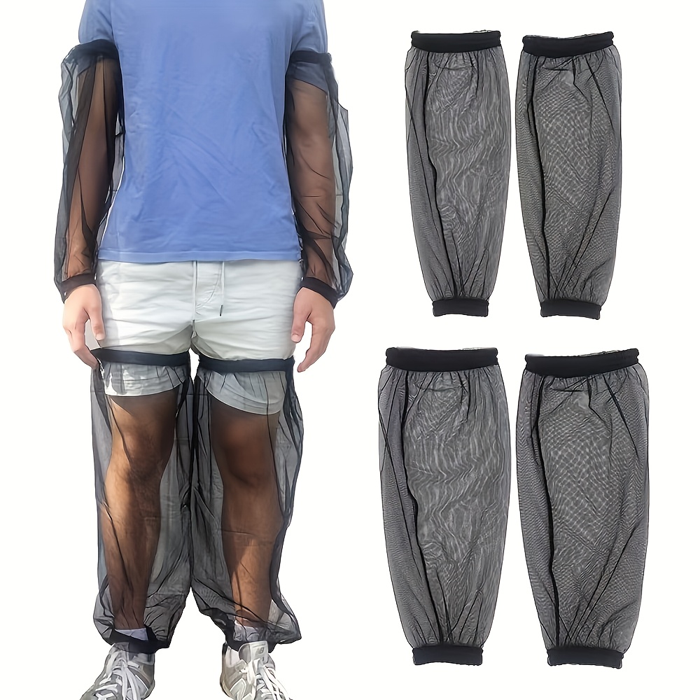 TEMU Black Mesh Arm & Leg Sleeves - Breathable, Insect-repellent For Outdoor Activities, Camping, Fishing & Hiking, Camping Essentials|insect
