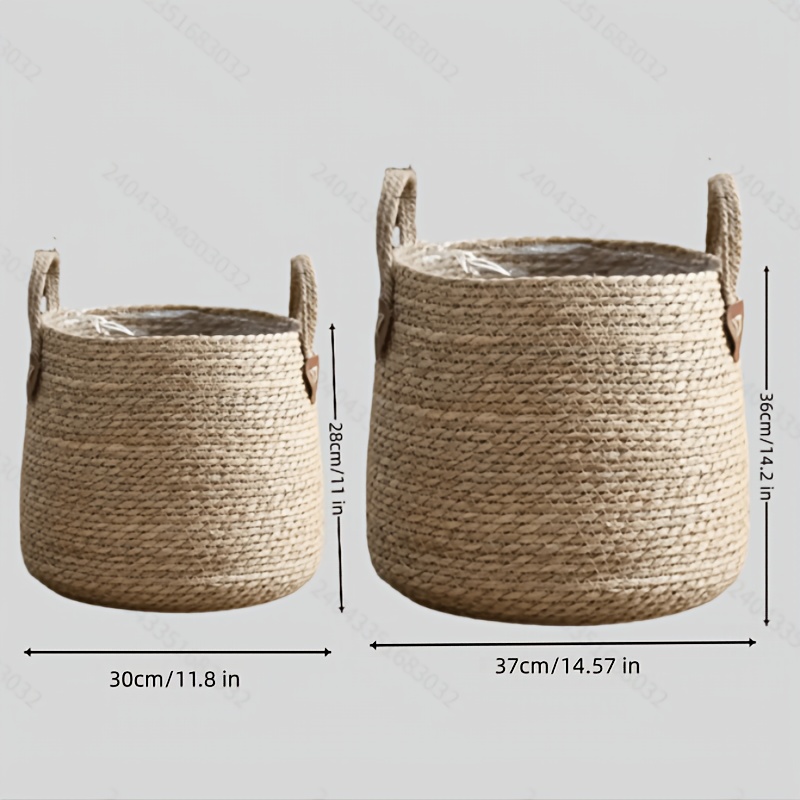 Image of 2-pack Extra-large Hand-woven Flower Pots, Flower Pot Storage Basket, Potted Green Plant Flower Basket, Hand-woven Floor-standing Indoor Flower Pot Rack, Home Garden Decoration Shelf Blue