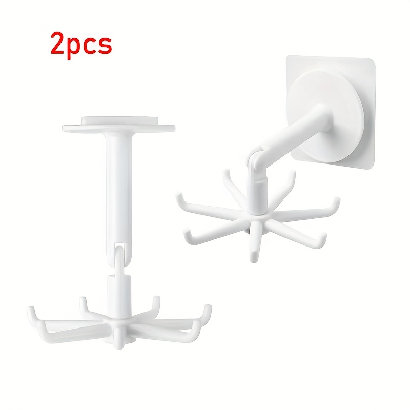 Versatile 7-claw Rotating Hook - , No-drill Wall Mount, To 11 Lbs, 360° Traceless Sticky Utility Hook For Kitchen & Bathroom Storage, Bathroom Hooks