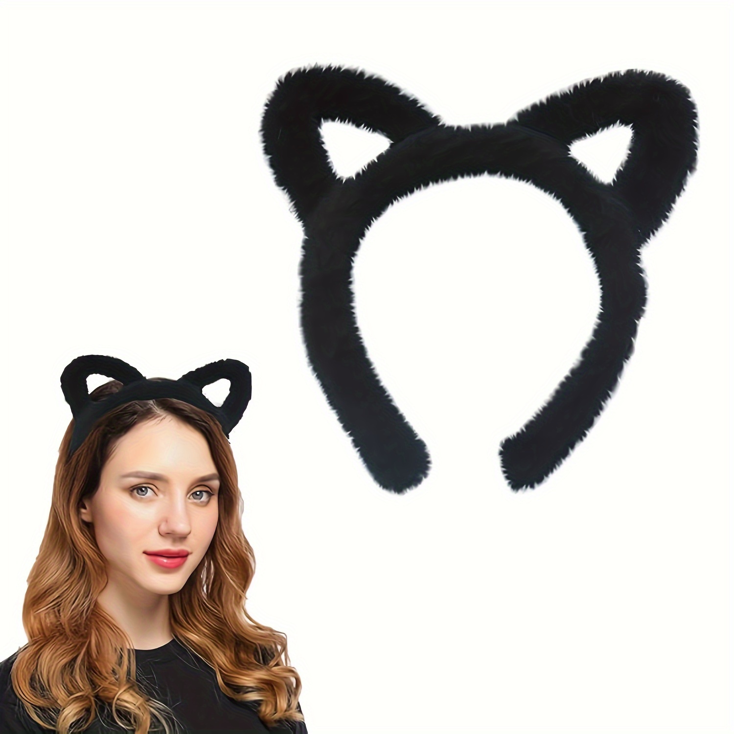 1pc Plush Cute Cat Ears Headband, Printed Animal Prop for Halloween  Costume, Party Headband, Festival Wear, Whimsical Accessory, Fun Costume