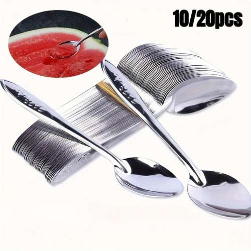 10 20pcs stainless spoons flatware set for wholesale digging watermelon and fruit iron spoons for takeaway gifts home stall spoons suitable as gifts for household and commercial use for high end restaurants