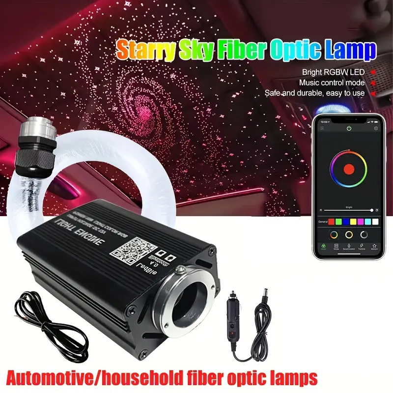 500-Piece Fiber Optic Star Light Kit For Car/RV Ceiling - Remote & App Control