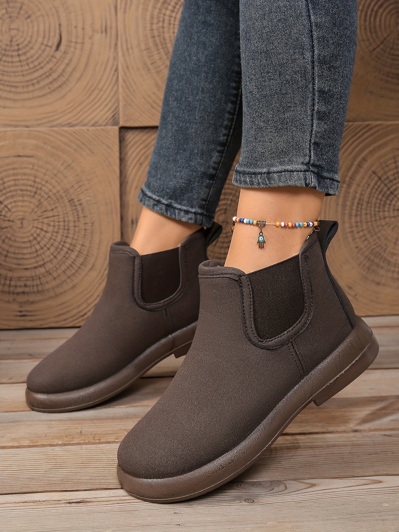 womens winter boots slip on flat heel ankle boots with cushioned insole non slip eva sole cozy fleece lined cold weather shoes for moms office Product details 16