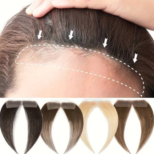 1pc frontal side air bangs hairpiece middle part 10 inch 100 human hair extension hairline loss elegant straight tape in hair accesories hair toppers replacement toupee versatile hair styling lace single knot