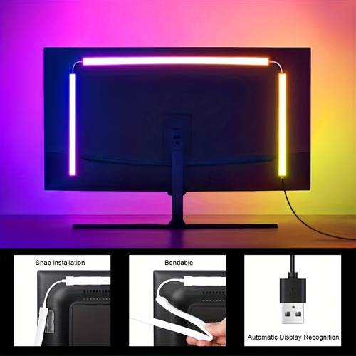 3 in 1 rgb computer game led backlight strip smart light strip smart display atmosphere lighting usb power supply 4 button usb dimming suitable for game room technology accessories modern lighting settings button control lighting game room decoration 1 set