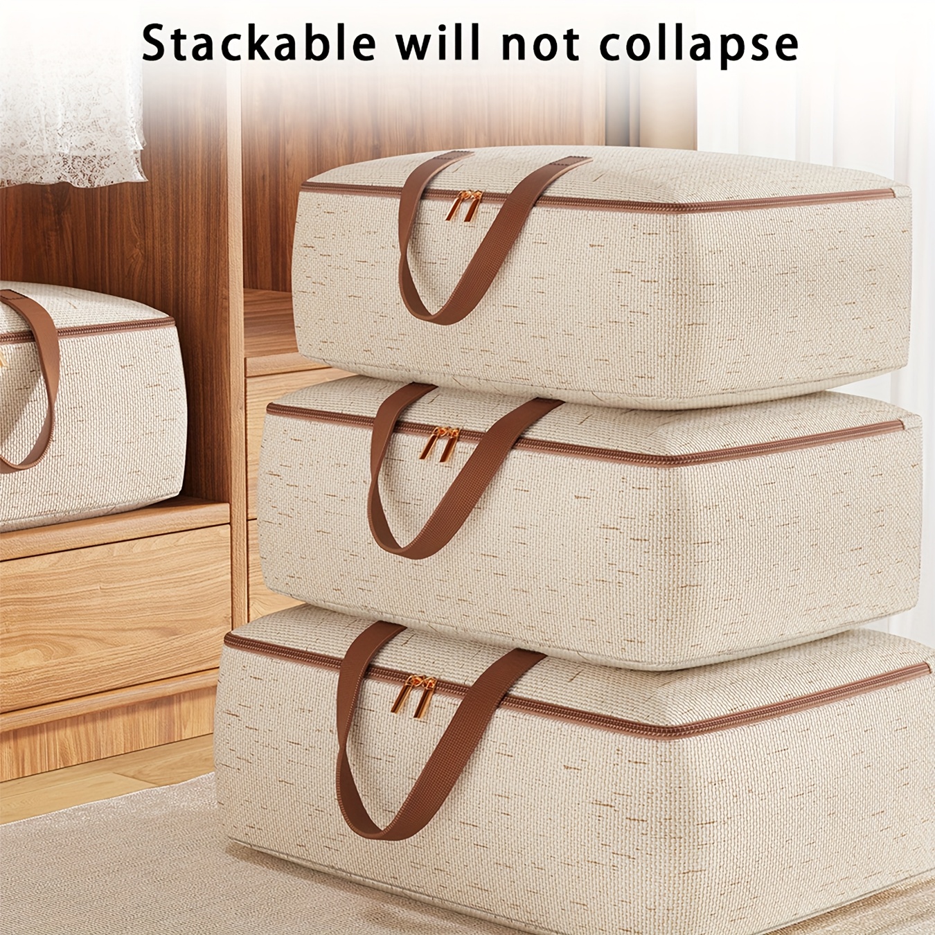 Duty Storage Moving Bags Quilt storage Blanket storage with Handles, Extra Large Moving Bags, Strong Handles & Zippers, Storage Totes for Space Saving, Fold Flat, Alternative to Box and Bin, Sewing Storage
