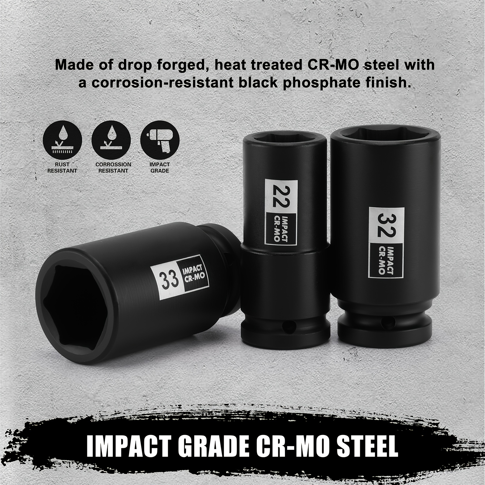13pcs Heavy-Duty 3/4" Drive Deep Impact Socket Set