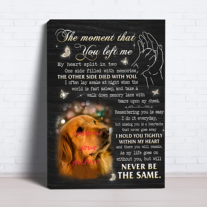 

Personalized Memorial Canvas Wall Art With Wooden Frame - Custom Vertical Photo Tribute With Heartfelt Poem, Pet Loss Sympathy Gift, Ready To Hang - 11.8" X 15.7