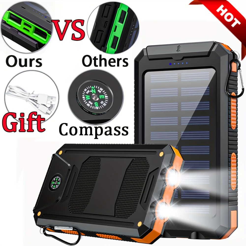 10000mAh Solar Power Bank with Dual USB & LED Flashlight