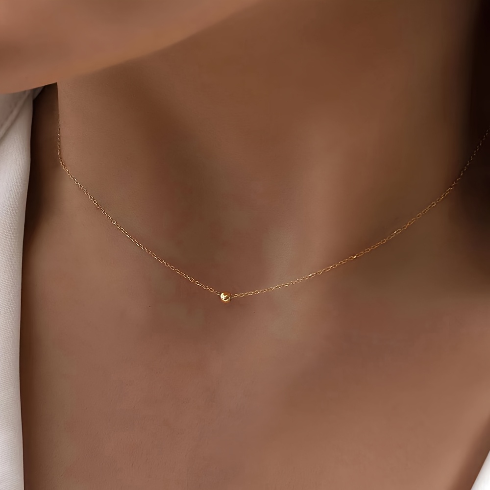 1 Simple Stainless Steel Ball Pendant Necklace, Women's Daily Layering Accessory Gift