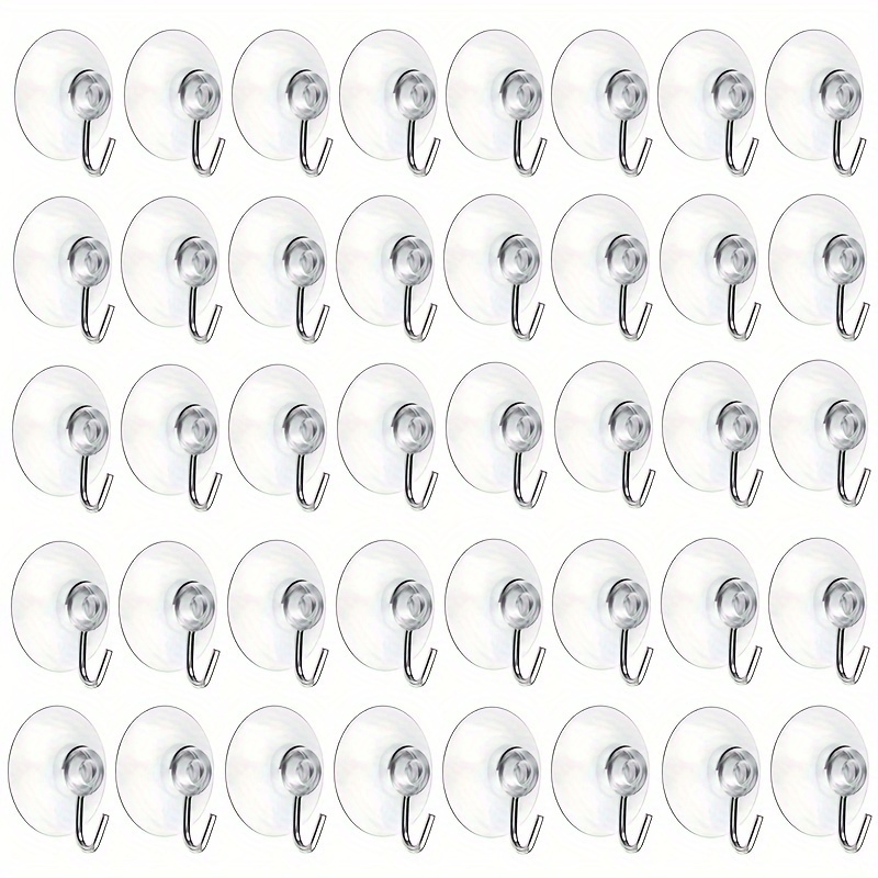 

40-pack Small Clear Suction Cup Hooks - Traditional Style Plastic Wall Mount Utility Hook Set, , Hanging Storage For Windows, Glass Doors, Bathroom, Kitchen, Holiday Decorations