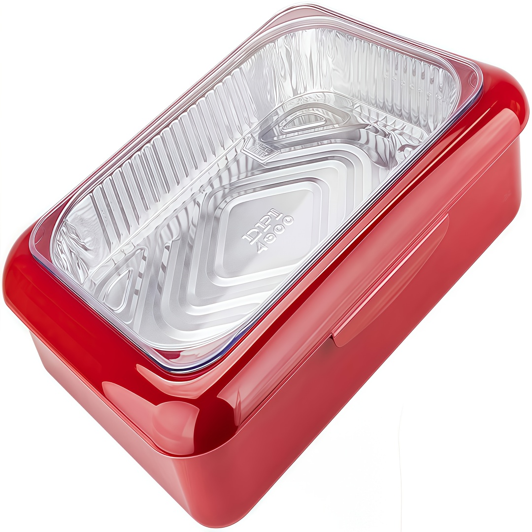 Stackable Portable Food Storage And Foil Pan Carrier Set | 2-in-1 Organizer With Lid For Picnics, Bbqs, Parties | Durable Tray Holder, Dishwasher Safe (), Food Storage Containers, Kitchen Containers
