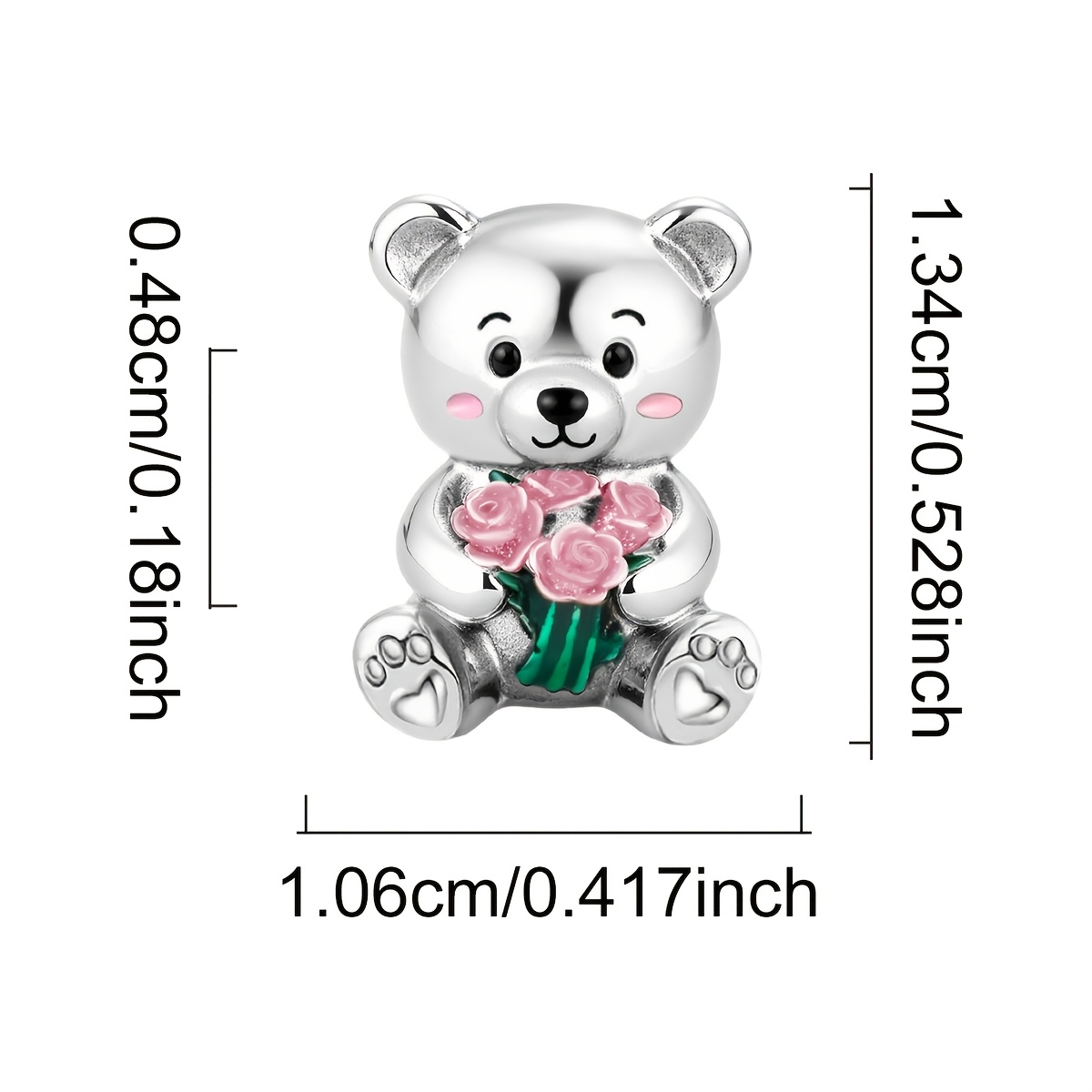 Women's 925 Silver Plated Bouquet and Bear Pendant