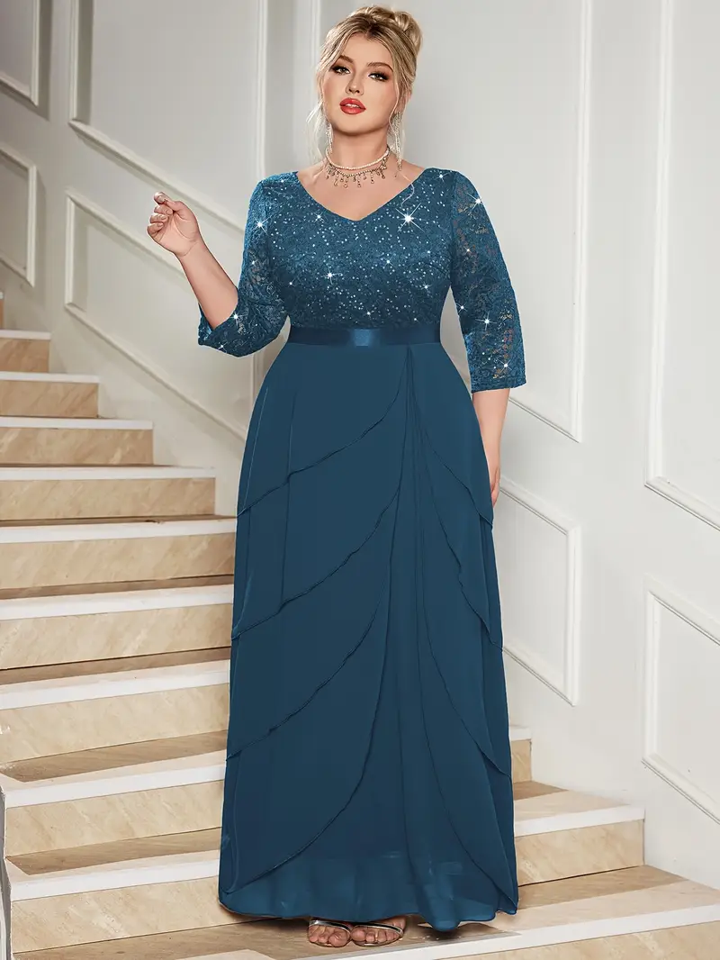 plus size plus size p54404a elegant plus size sequin lace - Temu plus size plus size p54404a elegant plus size sequin lace - Temu