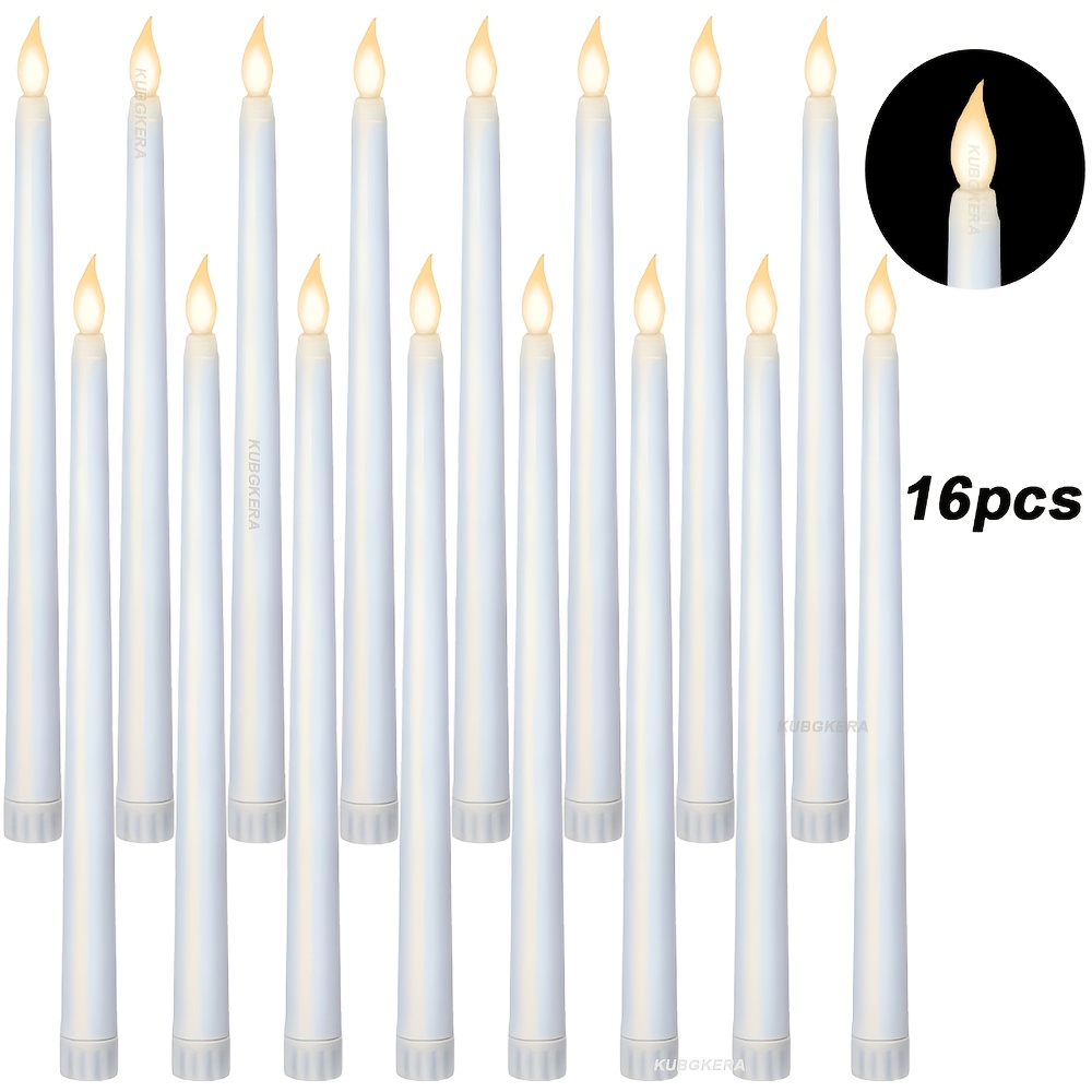 TEMU 16 velas LED sin llama tipo té de 11", candelabros a pilas con llama parpadeante 3D realista, velas sin llama parpadeantes para Navidad,