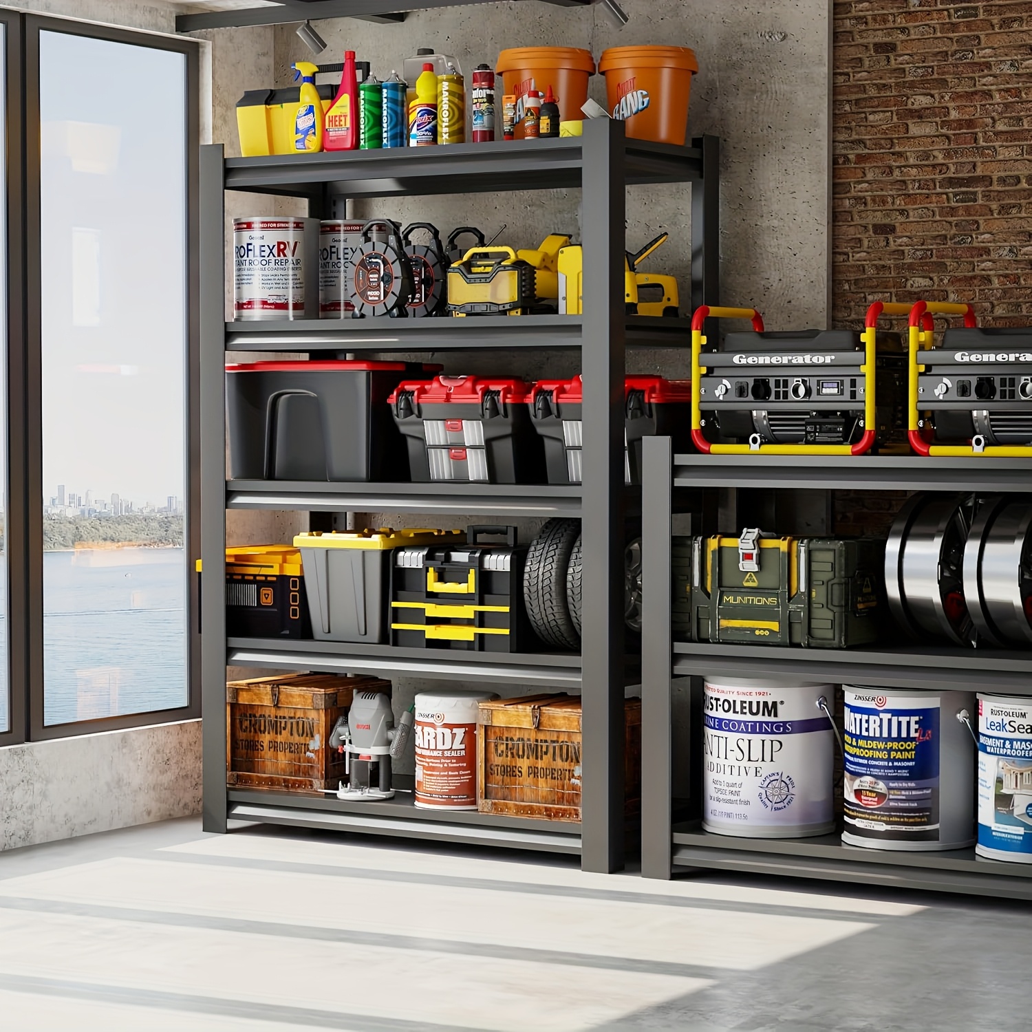 TEMU 5-tier Heavy Duty Adjustable Garage Shelving Unit, Boltless Metal Storage Rack For Garage, Warehouse, Pantry, Or Basement - "w X 15.7"d "h,