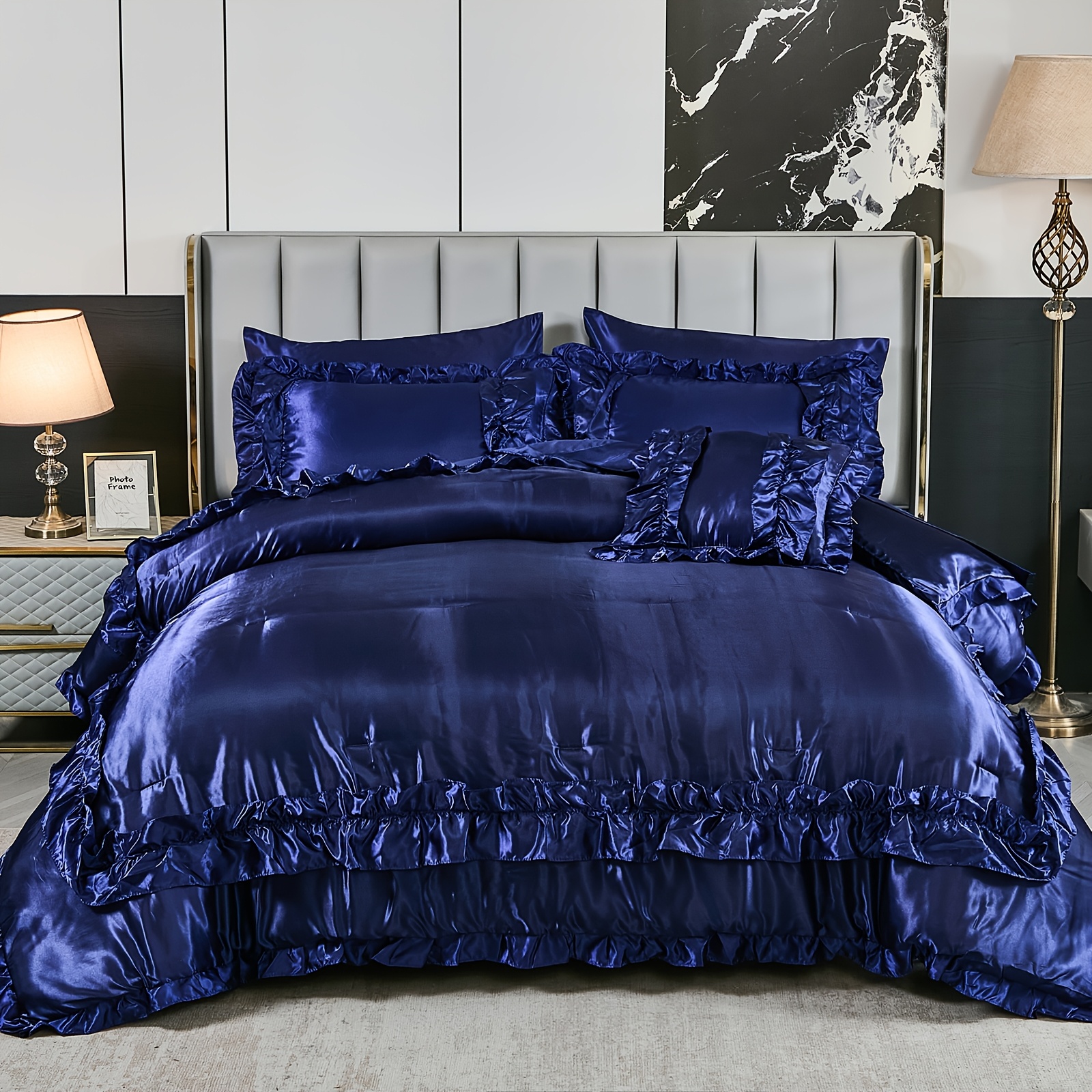 blue comforter set sold on Temu United States