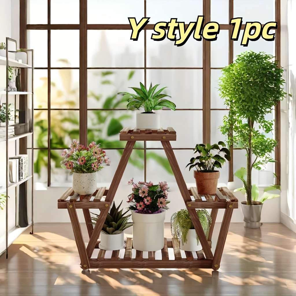 

1pc Multi-layer Wooden Plant Storage Stand, Flower Pot Plant Holder Rack, Household Storage Organizer For Patio Balcony, Bedroom, Living Room, Home, Dorm, Room Decor