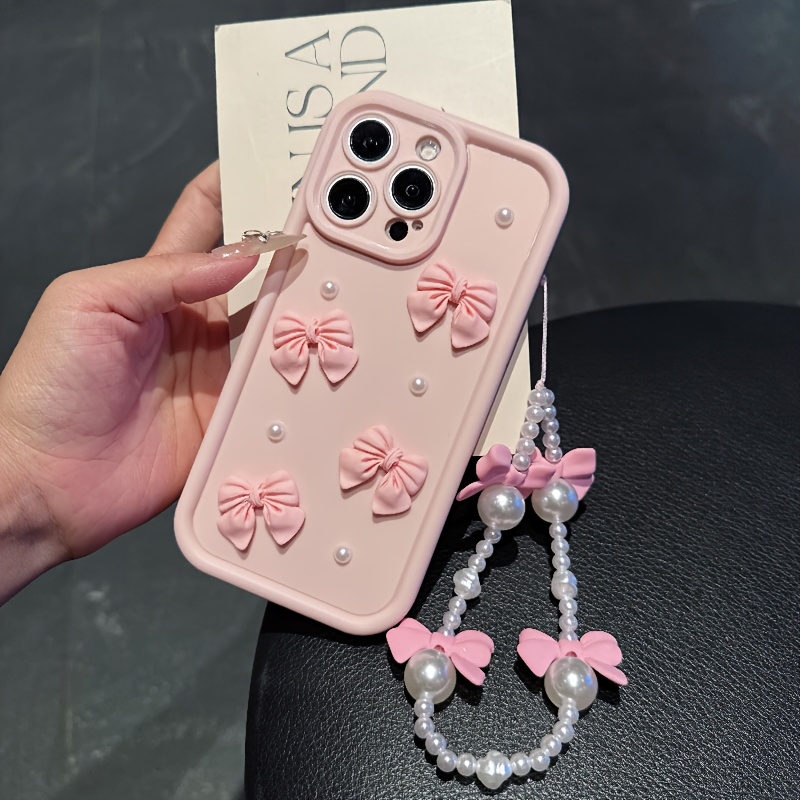 

A Set Of 2 Items Including Bracelet With A And A Pink Bracelet, A Cute Soft Phone Case For Girls Suitable For Apple Series 11/12/13/14/15/16.