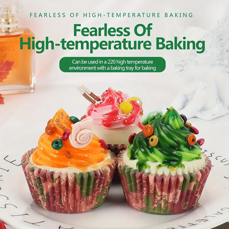 100 pack greaseproof paper cupcake liners mothers day themed flower pattern high temperature resistant convenient hygienic baking cups for muffins and desserts Product details 4