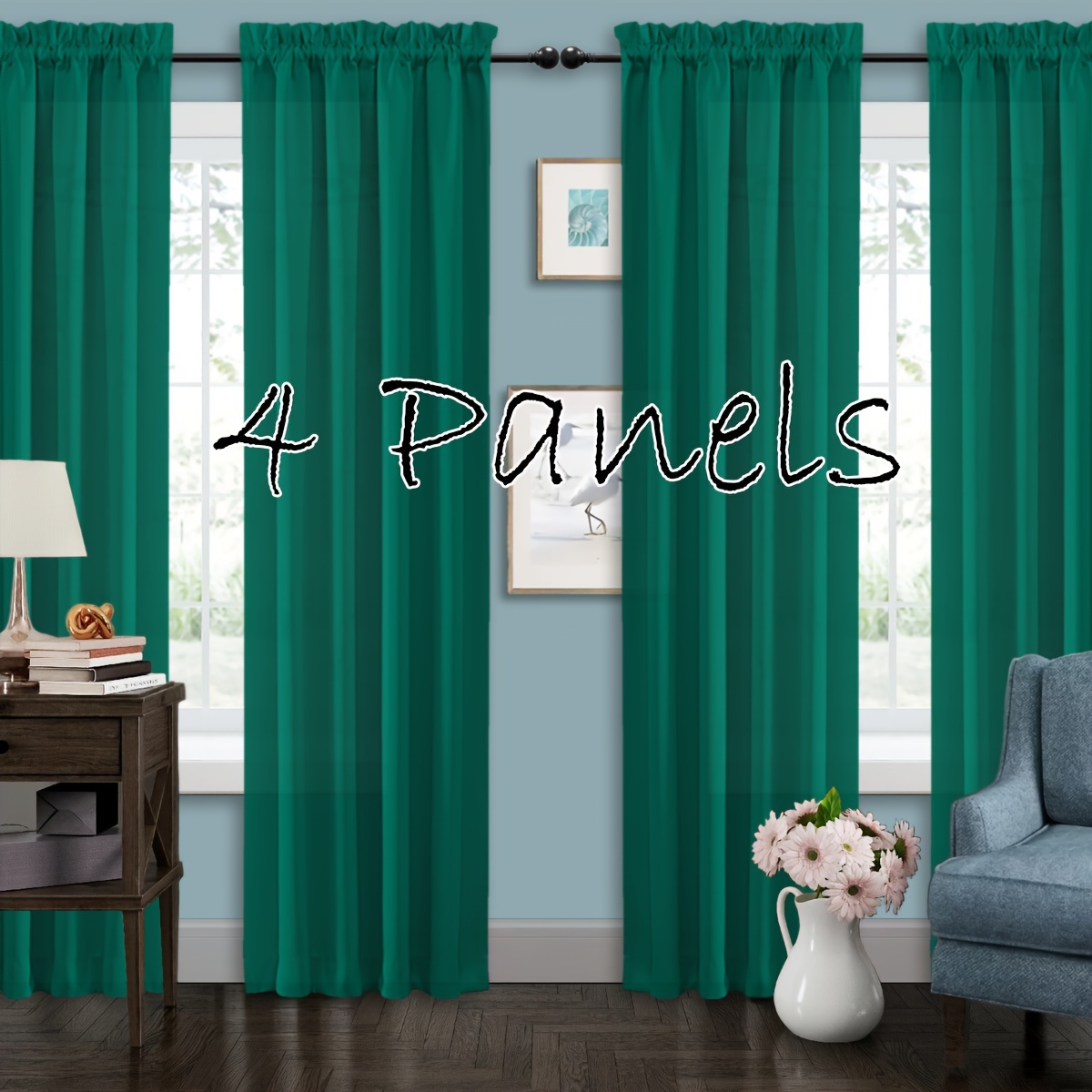 set of 4 curtains solid color simple rod pocket blackout curtains suitable for living room office home bedroom decoration