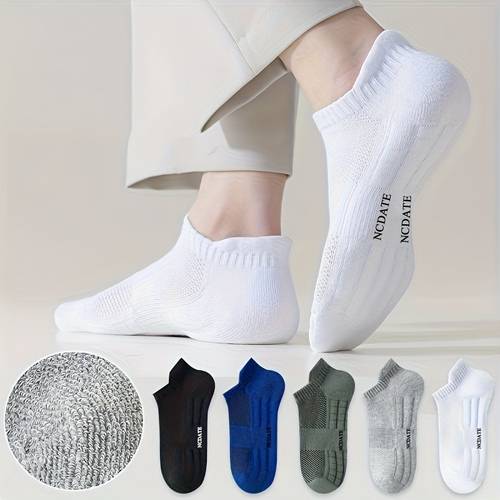 5 pair spring summer new style breathable sweat absorbent simple and versatile mens letter towel unisex short socks