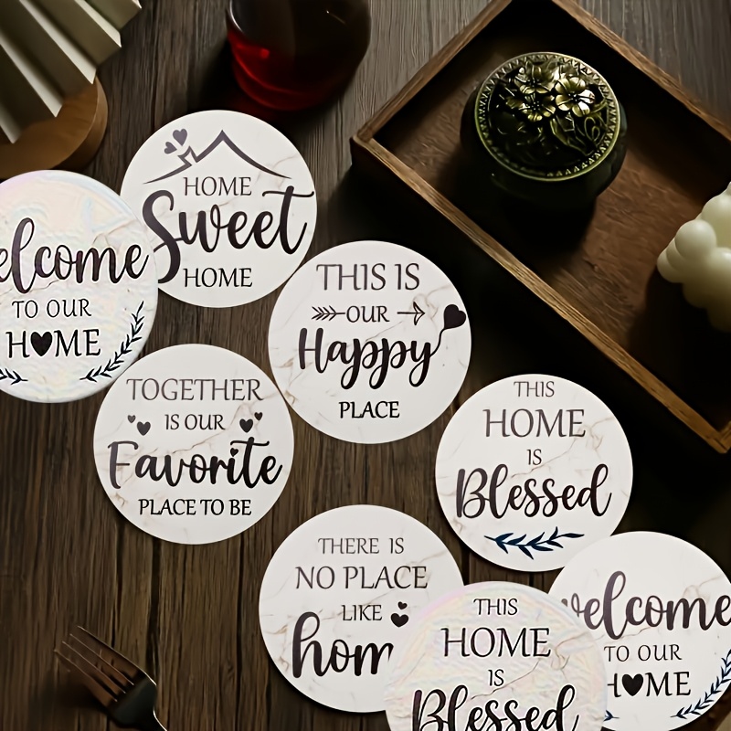 TEMU Juego de Posavasos Redondos Acogedores y Dulces para el Hogar, Regalo de Mudanza Estilo , 8 Piezas Decorativas para Mesa Pequeña