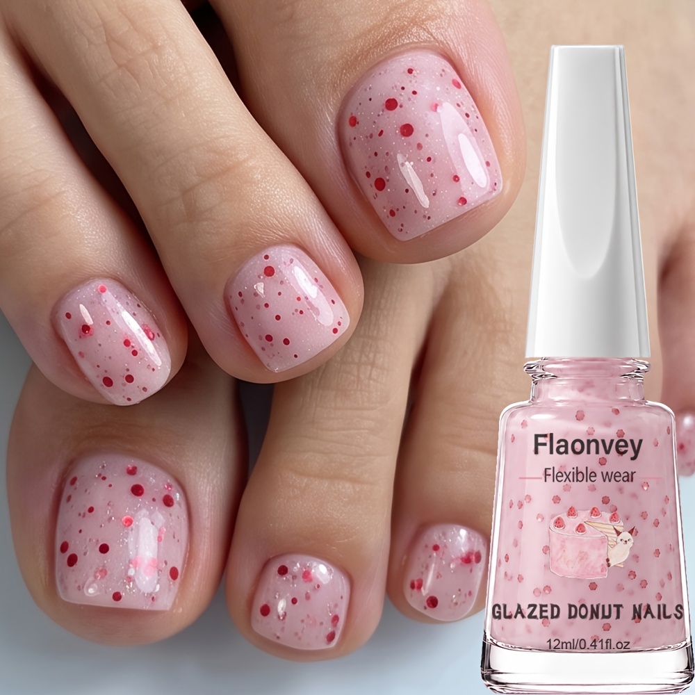 Image of Flaonvey Strawberry Glitter Nail Polish 12ml, Natural Quick-dry, Sequins Enhance Beauty, Party , For Parties And Birthdays