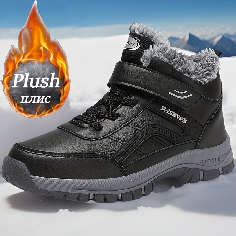 

Men' Repellent Snow Boots With , Winter Thermal Shoes, Hiking Boots With Fuzzy Lining