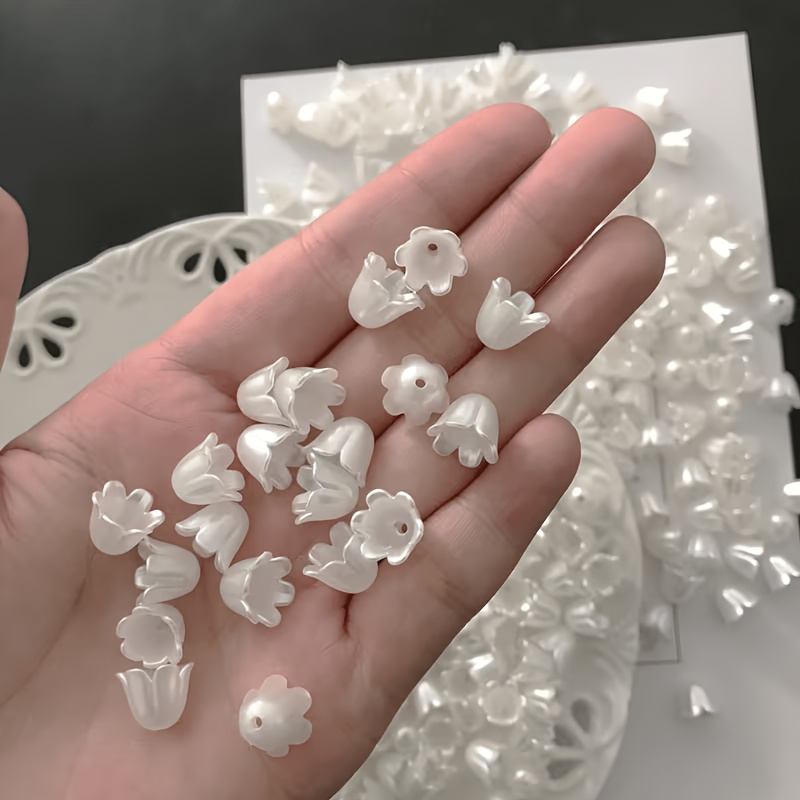 TEMU 135pcs Floral Beads - Pearlized Beads With Frosted End, Elegant Lily Of The Valley Flowers For Hairpins, Jewelry Making, Floral Arrangements -