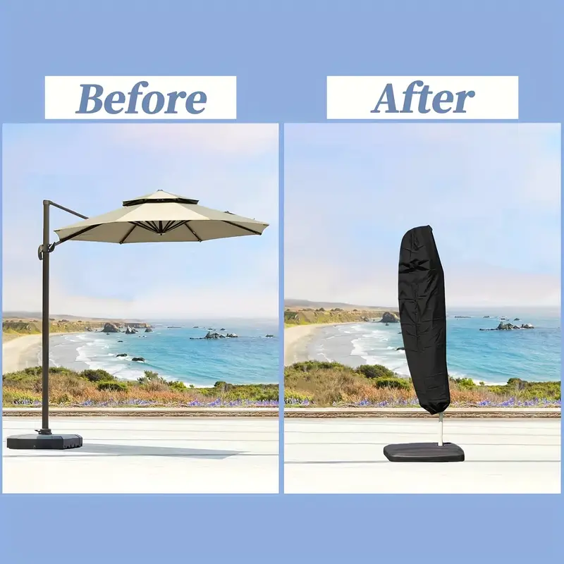 banana frame patio umbrella STRONG CAMEL 10' Cantilever Offset Sunshade Hanging Umbre Sunny Outdoor US Made with durable fabric and a special water 1pc patio umbrella cover 1pc