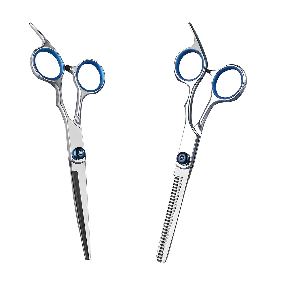 TEMU 2pcs Flat Tip Hair Cutting Scissors Set, Professional Hairdressing Shears, Thinning Scissors, Bang Trimming Scissors For Home Use And Diy