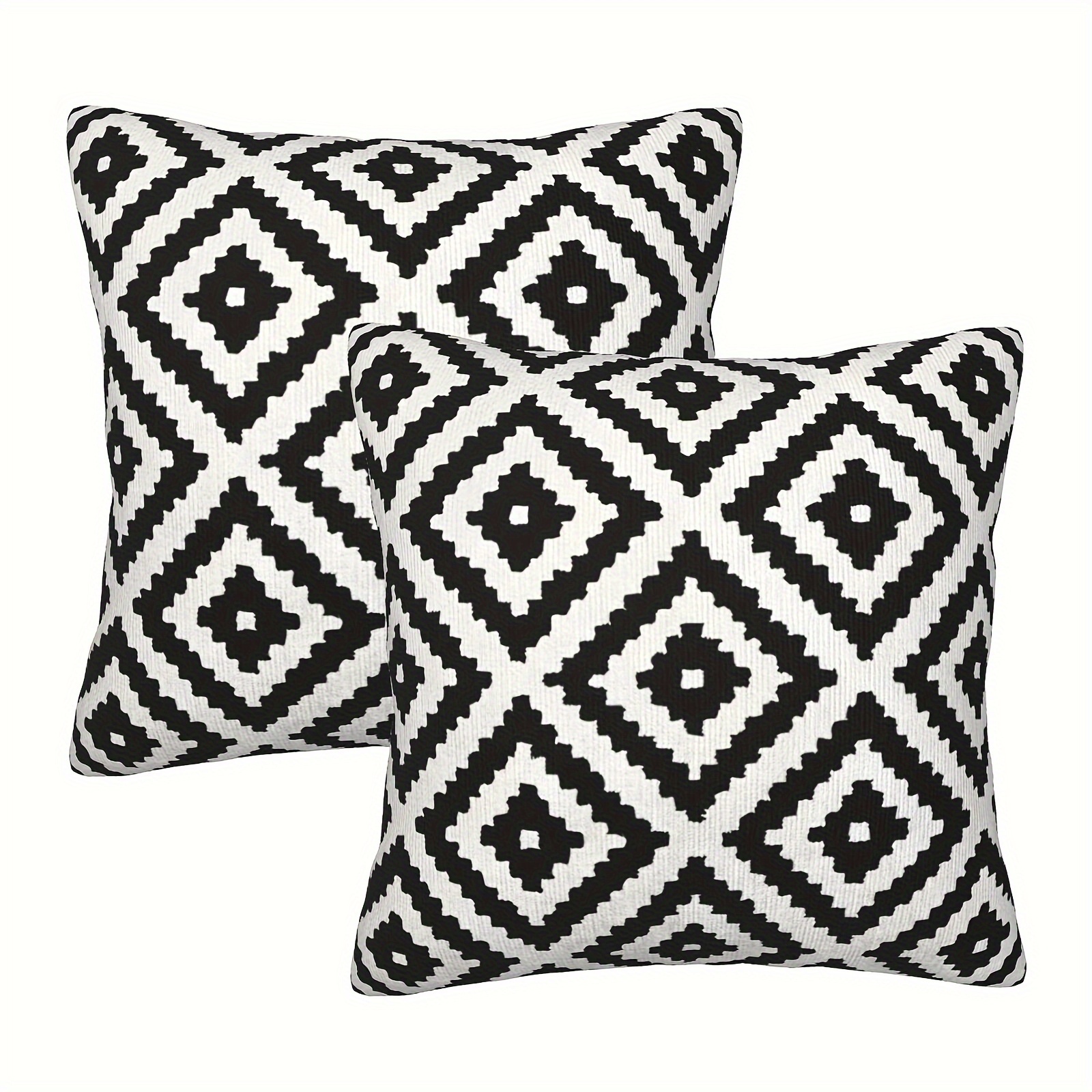 

2pcs, Short Plush Geometric Throw Pillow Covers, 18x18 Inch, Black And White Square Cushion Covers, Modern Stripe Line Home Decor, Artistic Retro Style Decorative Pillowcases (no Pillow Core Included)