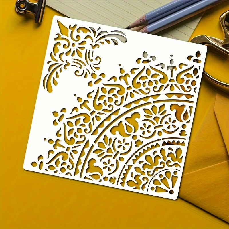 

1pc Intricate Flower Stencil - Pet Material, Diy Crafts & Art Projects, With , Flower Stencils Reusable