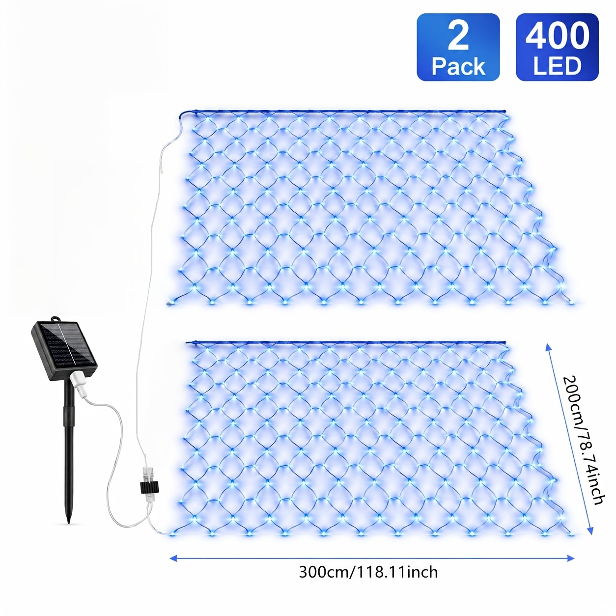 TEMU 400 Led Blue Mesh Fairy Lights, Twisting Fairy Curtain String Lights, 8 Lighting , Dimmable | Energy Saving, Durable Plastic Material, Suitable