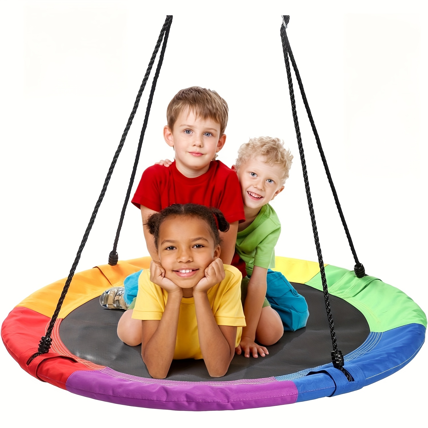   de colgante de 40 pulgadas de   para niños - resistente y  , de textileno   resistencia, impermeable y resistente a   las condiciones climáticas, cuerdas ajustables,   de instalar, diseño giratorio para juegos   en   trasero, juego de columpios para exteriores, diseño  , colores vibrantes.